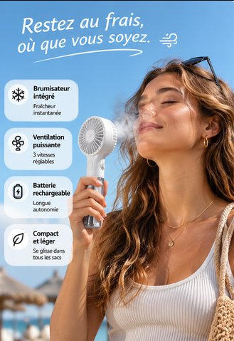 Mini Ventilateur Brumisateur Rechargeable