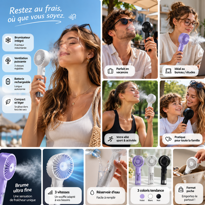 Mini Ventilateur Brumisateur Rechargeable