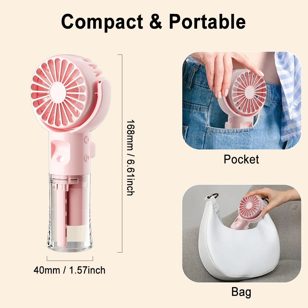 Portable Fan Mini Handheld Fan Water Mist Fan USB Rechargeable Fan Small Spray Humidifier Fan Personal Hand Fan New Air Cooler