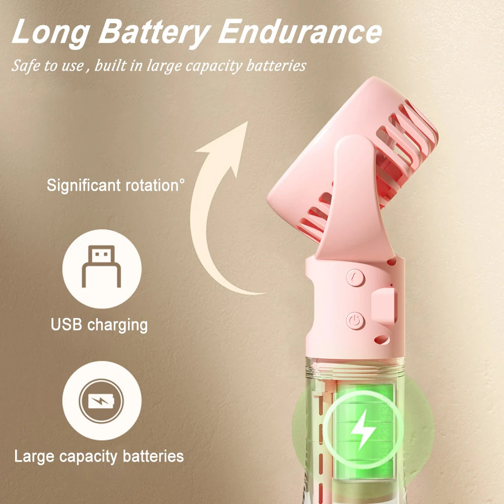Portable Fan Mini Handheld Fan Water Mist Fan USB Rechargeable Fan Small Spray Humidifier Fan Personal Hand Fan New Air Cooler